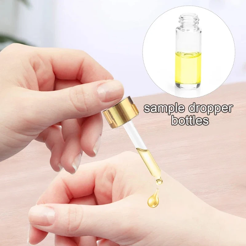 20Pcs 1ml 2ml 3ml 5ml Mini Dropper Bottles for Essential Oil Aromatherapy Bottles Cosmetic Empty Containers Perfumes Refillable