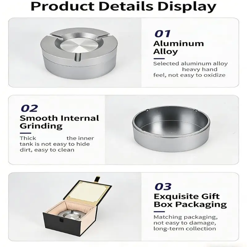J0MA (1 Piece)360° stainless steel twist-lock ashtray Smokeless Design, Portable Outdoor Indoor Use for Cigarettes, Control for