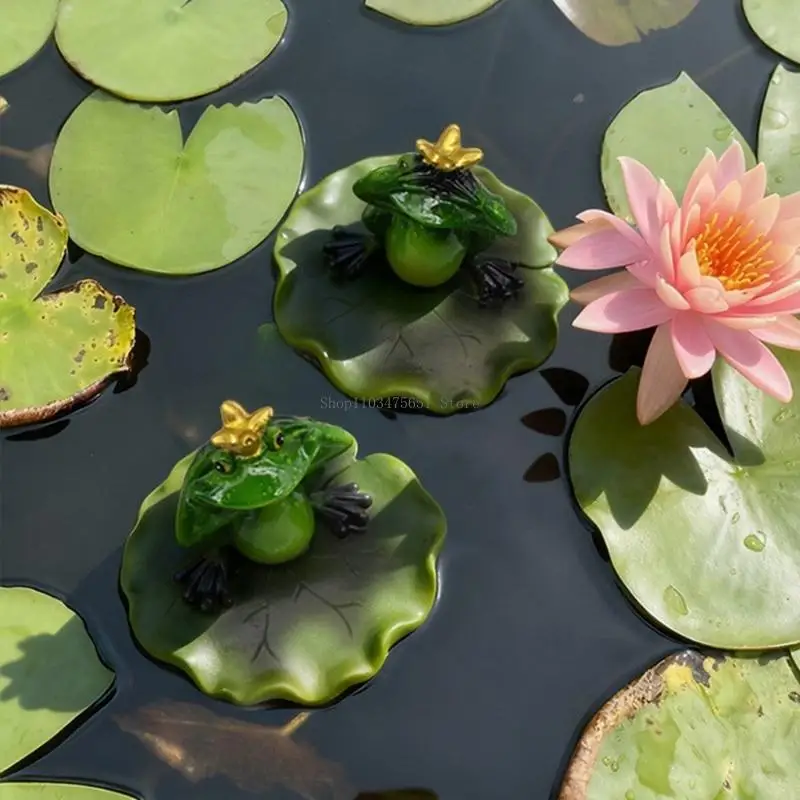 Resin Frogs Statue Cartoon Waterproof Miniatures Figurine Floating Pond