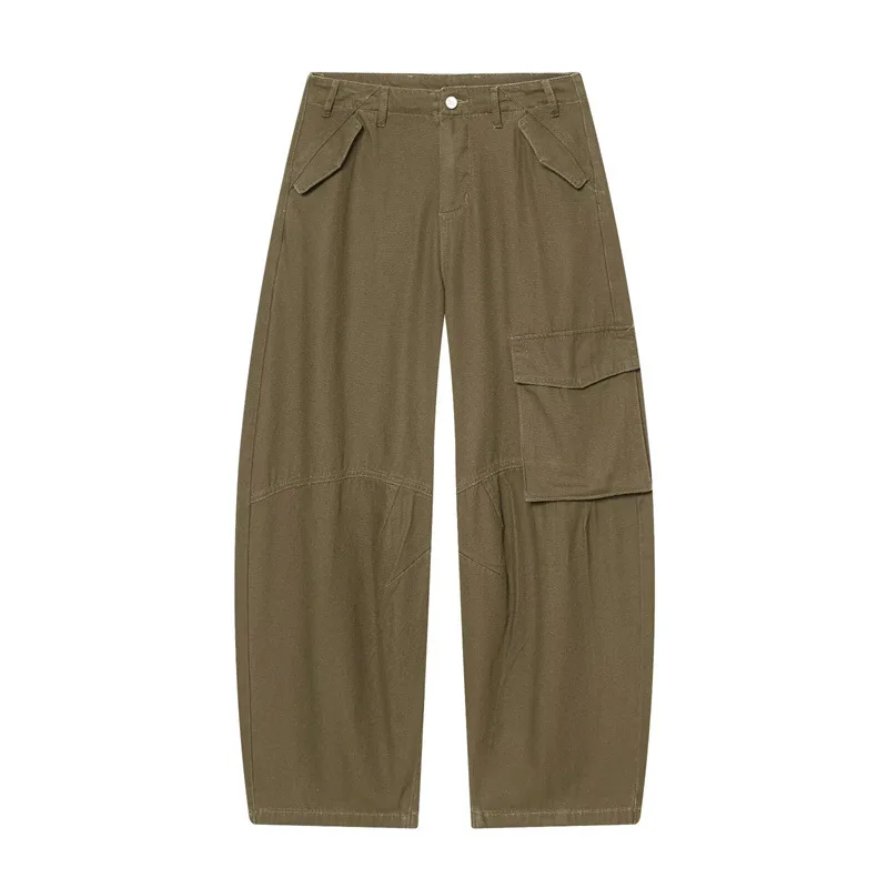 High Waist Casual Women's Pants with ket Knife Design Straight Leg Cotton Trousers Versatile Faionable Ladies' Jeans