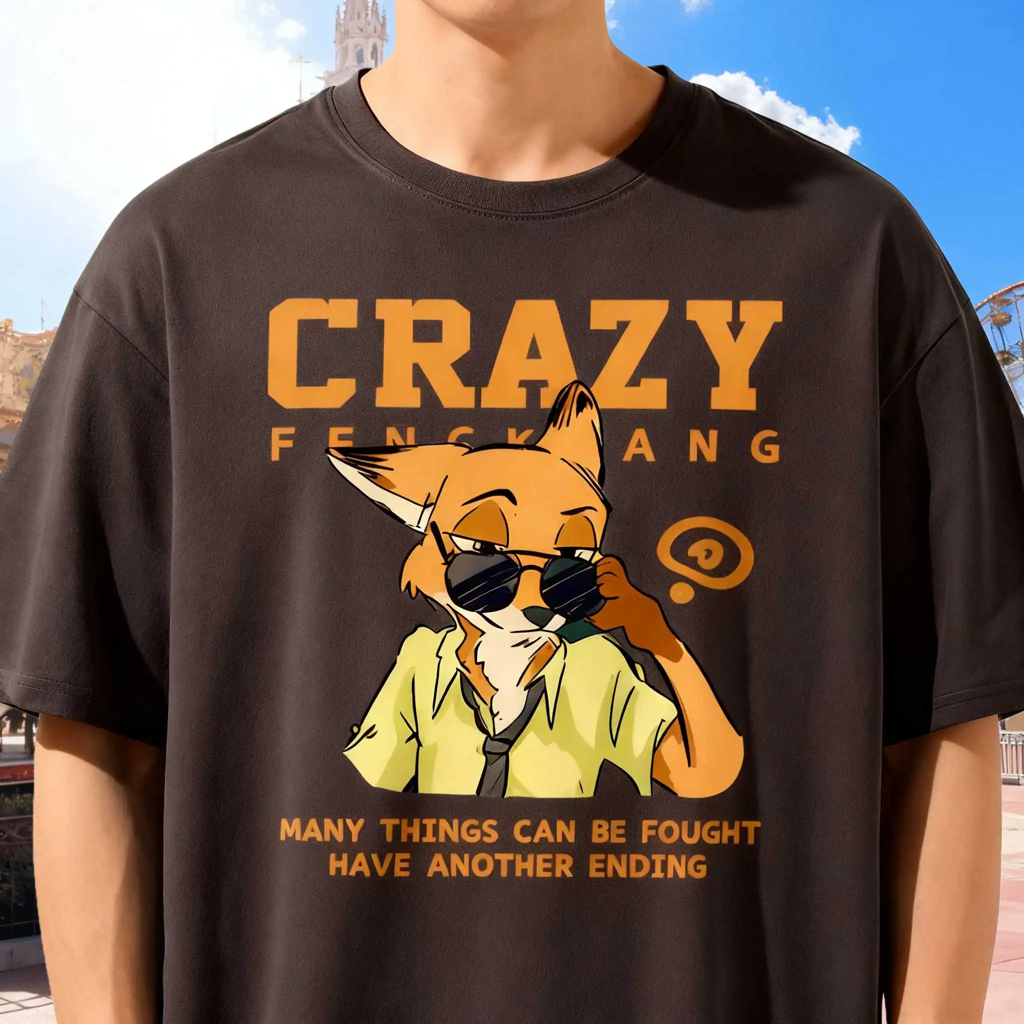 2025 جديد ديزني Zootopia جودي نيك طباعة القطن الخالص تي شيرت عادية وتنفس طاقم الرقبة مناسبة لكل من الرجال والنساء #3