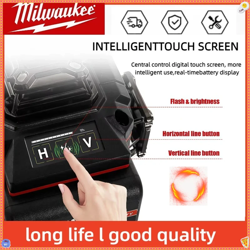 Poziomica laserowa Milwaukee 4-stronna*360 stopni pionowa 4.2V 3-4D 16 linii zielona wiązka samopoziomująca się pionowa linia krzyżowa laserowa