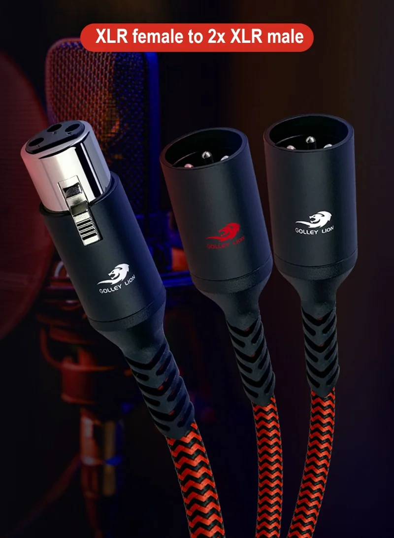 3 Pin XLR female to 2 x XLR male Audio Stereo Cable for Amplifier Speaker Mixer Console Microphone XLR Y Splitter Shielded Cord