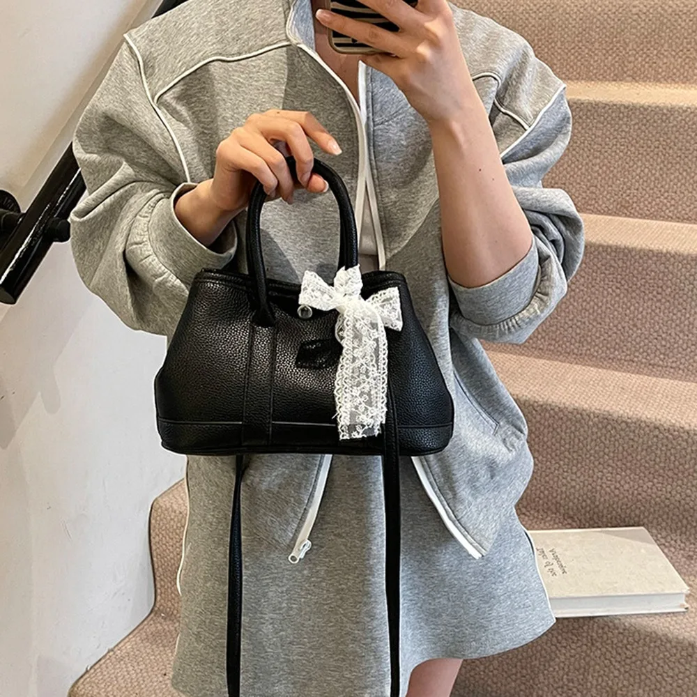 

Женская сумка с текстурой личи, кружевная подвеска с бантом, элегантное ведро, сумка через плечо, сумка для хранения, роскошная студенческая сумка из искусственной кожи