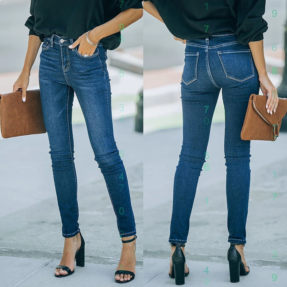

Street Style Dark Wash Stretch Denim Pants for Women Spring Summer Jeans Trousers