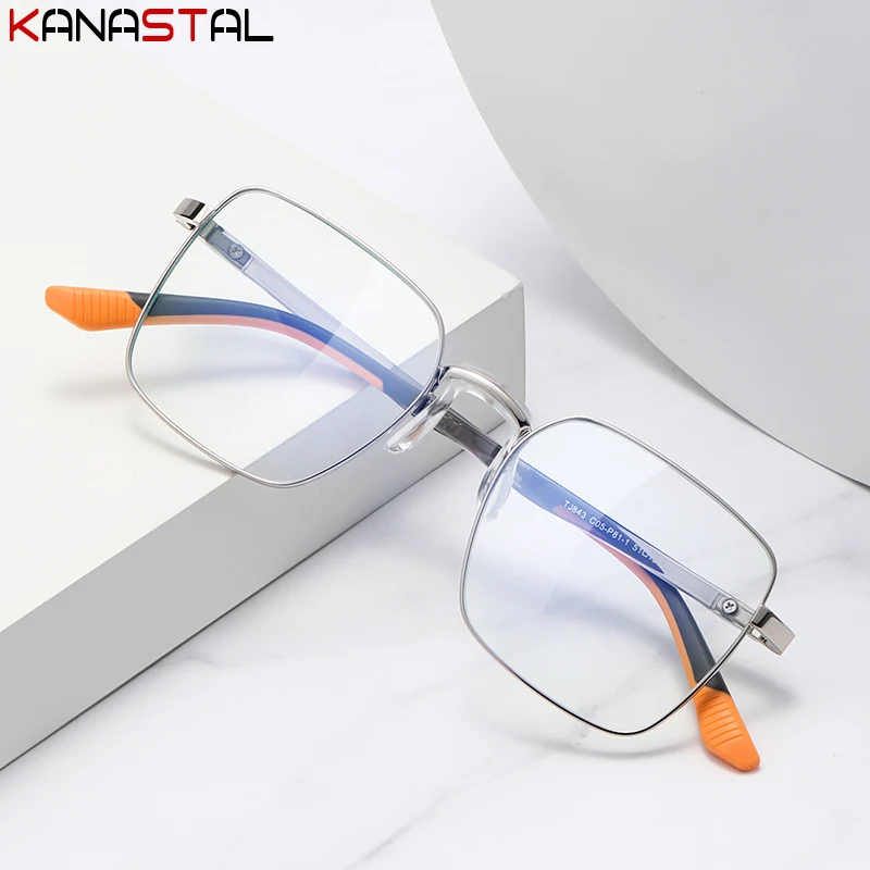 Women Blue Light Blocking Glasses CR39 Lens Prescription Myopia Reading Eyewear Men Computer Metal TR90 Square Eyeglasses Frame