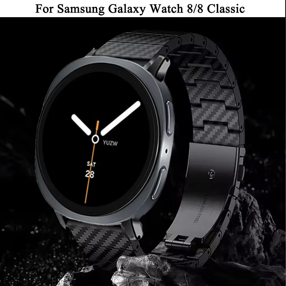Carbon Fiber Pattern Band For Samsung Galaxy Watch 8 40mm 44mm Replace Bracelet For Galaxy Watch 8 Classic 46mm Men Strap Correa