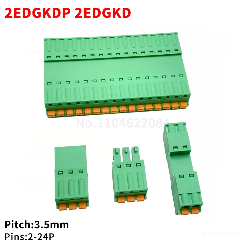 (5 Sets) KF 2EDGKDP + 2EDGKD 3.5mm Solderless Screwless Plug-in Terminal Block 2EDGKDR Spring Press Butt 15EDGKD + 15EDGKDP 3.5