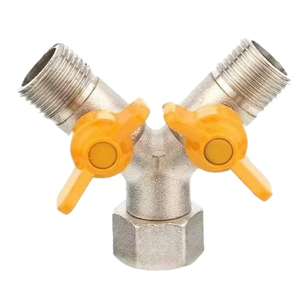 /Copper Gas Three Way Valve Y Shape G1/2 Double Switch 11mm Pagoda Socket For Garden BBQ Grill Replacement Parts Outdoor Cooking