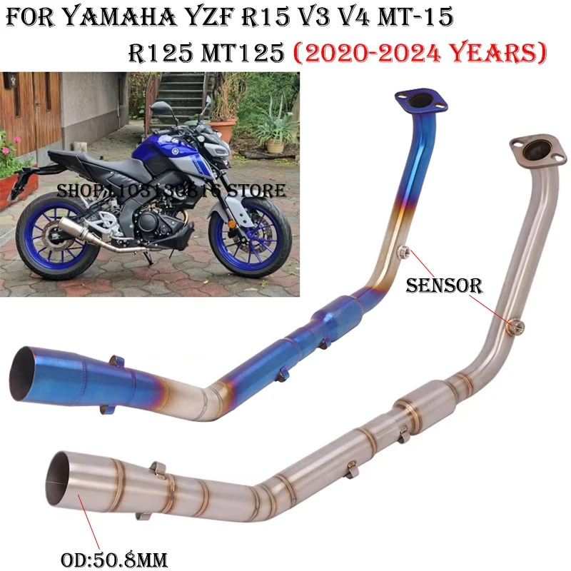 Slip On para Yamaha YZF R15 R125 V3 V4 YZF-R15 MT-15 2020 - 2024 sistemas de Escape de motocicleta silenciador de tubo de enlace medio delantero