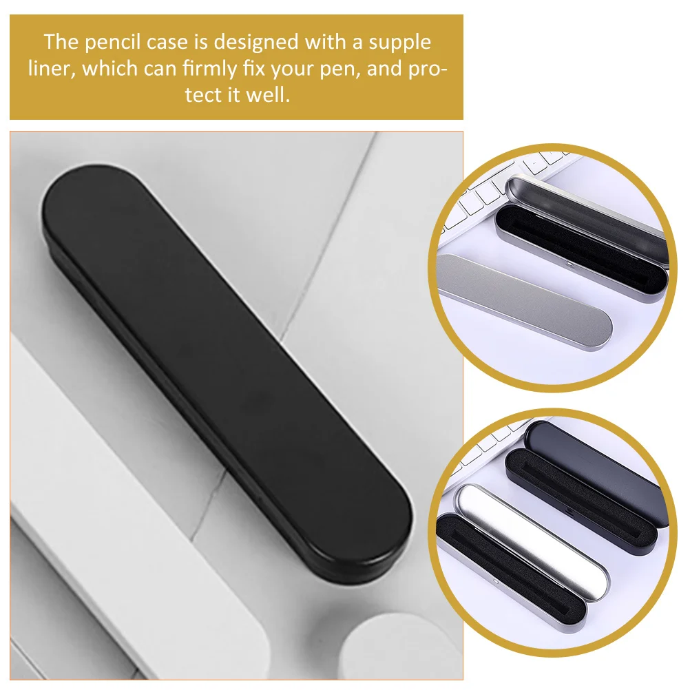 4 Pcs Pen Storage Case Stationery Box Multi-function Organizer Metal Crayon Pencilcase