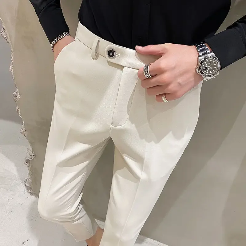 

2024 Spring Summer Advanced Sense England Smart Casual Versatile Self Cultivation Trend Solid Color Commuting Men's Suit Pants