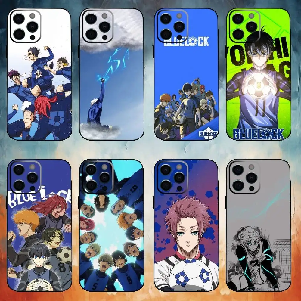 Capa de telefone Comics B-Blue L-Lock para iPhone17,16,15,14,13,12,11 Plus,Pro Max Soft Black Cover