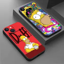 Funda para Apple iPhone 11 13 15 14 Pro Max 12 Mini 7 8 Plus XR X XS SE 6 6S funda de teléfono suave negra TPU divertida Homer Simpson