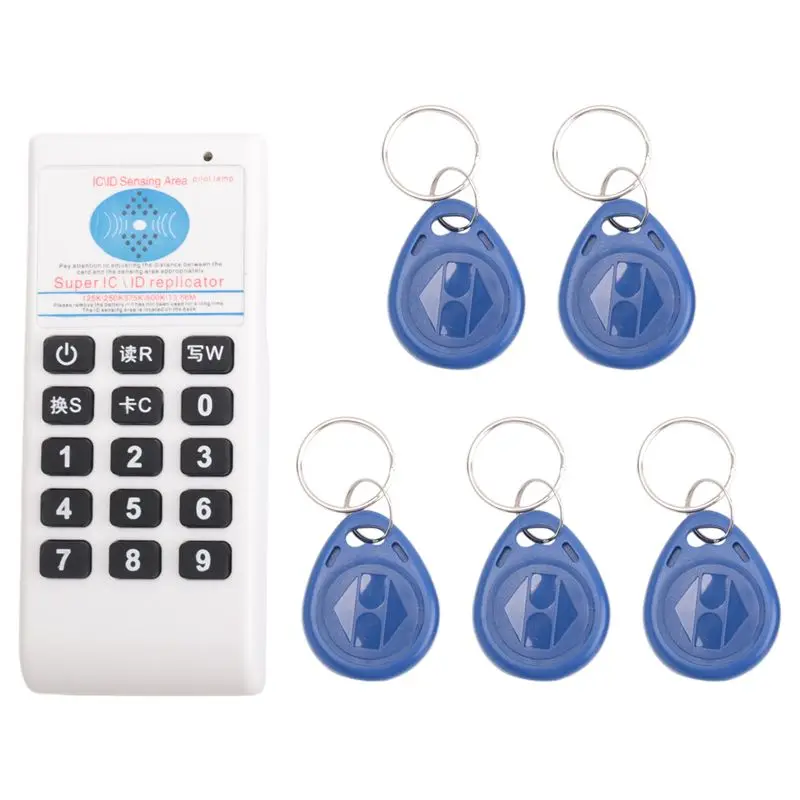 

N75R-RFID IC Card Reader & Writer +5XT5577 Keychain 125Khz-13.56MHZ Duplicator RFID Smart Card Reader IC ID Duplicator