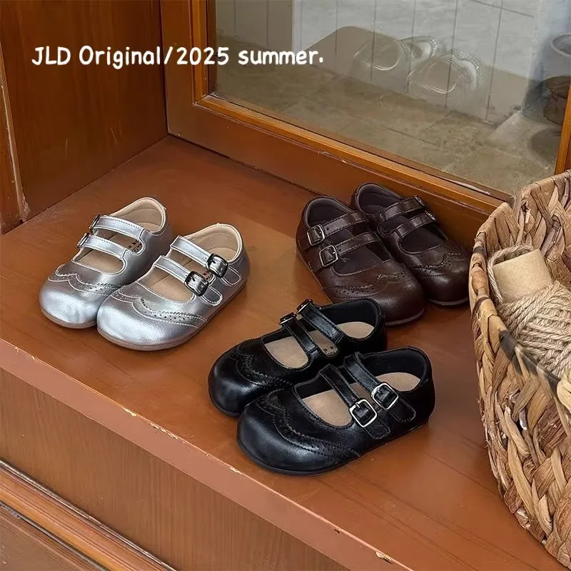 

Spring Boys Girl's Casual Shoes British Style Sewing Cute Kid's Flat Shoe Solid Colors Pu Leather Chic Daily Children Shoes