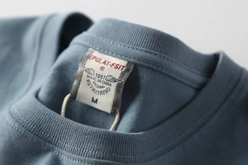 Upaded Version Brued Cotton Long Sve T-irt Men's Faion round Ne Retro Print Basic Versatile Urban Sle Autumn Wear