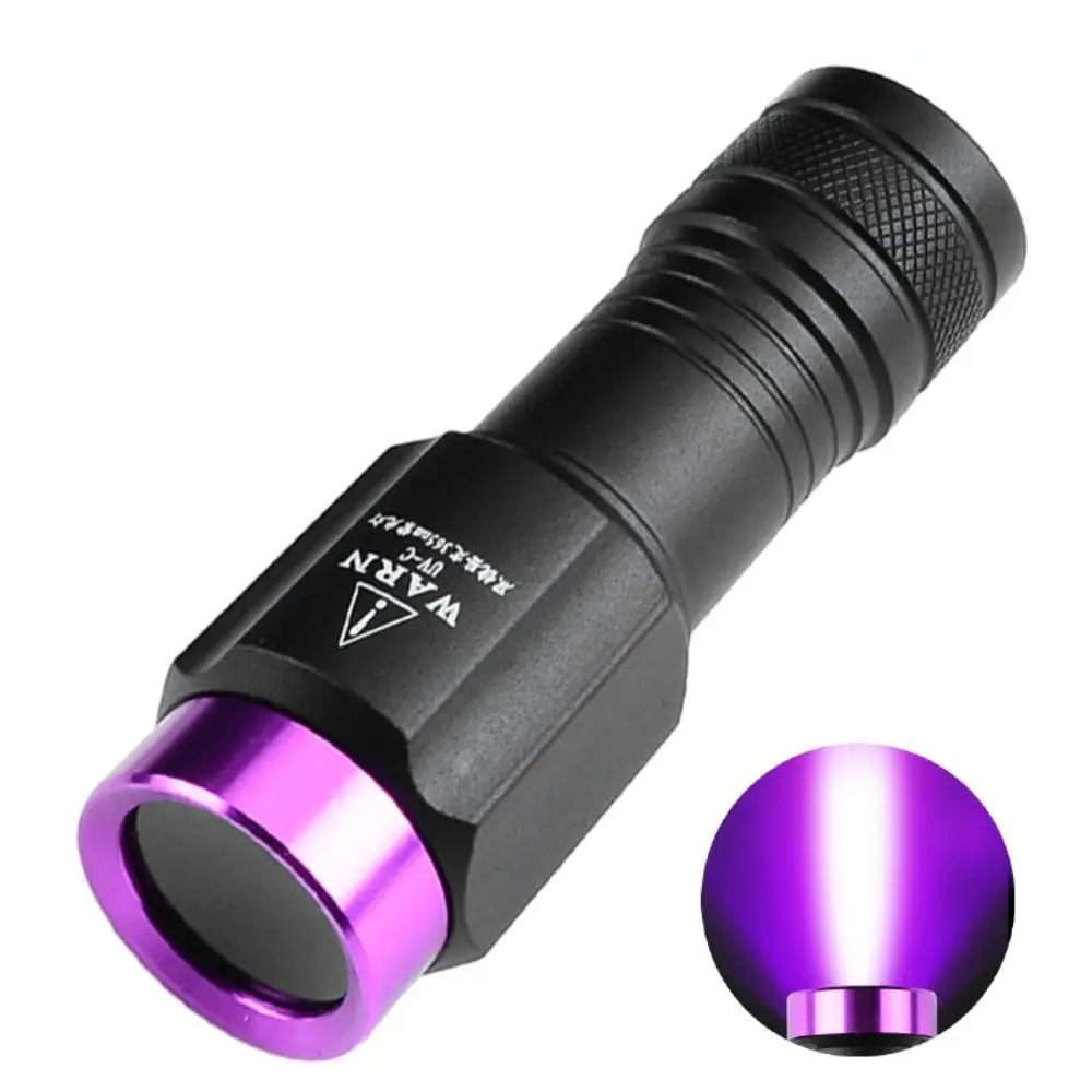 Senter UV Portabel UV395NM, senter penerang Ultraviolet ringan dapat diisi ulang USB, lampu deteksi Mini