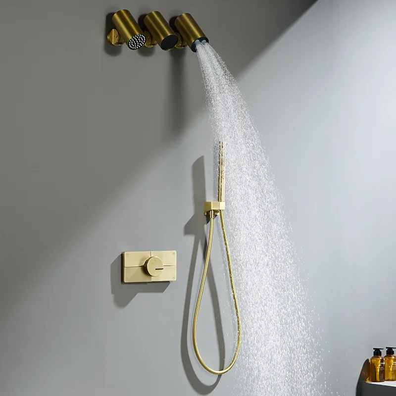 All copper concealed shower shower bathroom embedded hot and cold multi-function outlet shower set