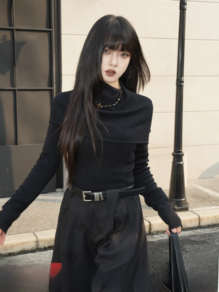 

Women's Knitted Long Sve Hoodie f High Collar Slim Fit Base irt Commute Sle Soft Nylon Blend Comfortable Casual Wear