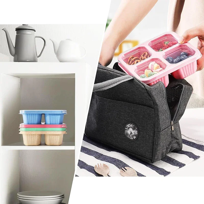 صندوق الوجبات الخفيفة مع غطاء شفاف 4 صناديق الوجبات الخفيفة الشبكية مع مقصورات صندوق الغداء القابل لإعادة الاستخدام حاويات الوجبات الخفيفة حاويات تخزين المواد الغذائية