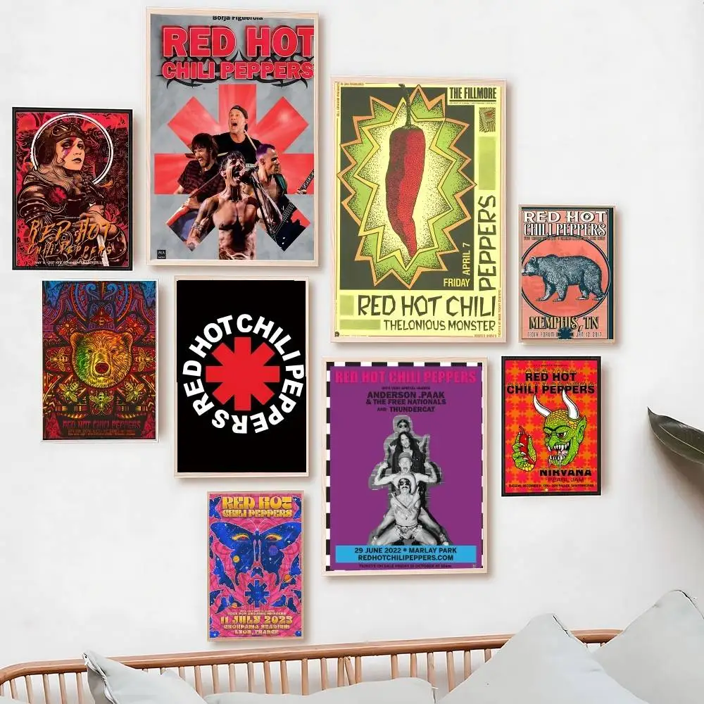 Póster de banda Red Hot Chili P-Peppers, lienzo impreso, imágenes para el hogar, sala de estar y pared del dormitorio, decoración moderna, pintura sin marco