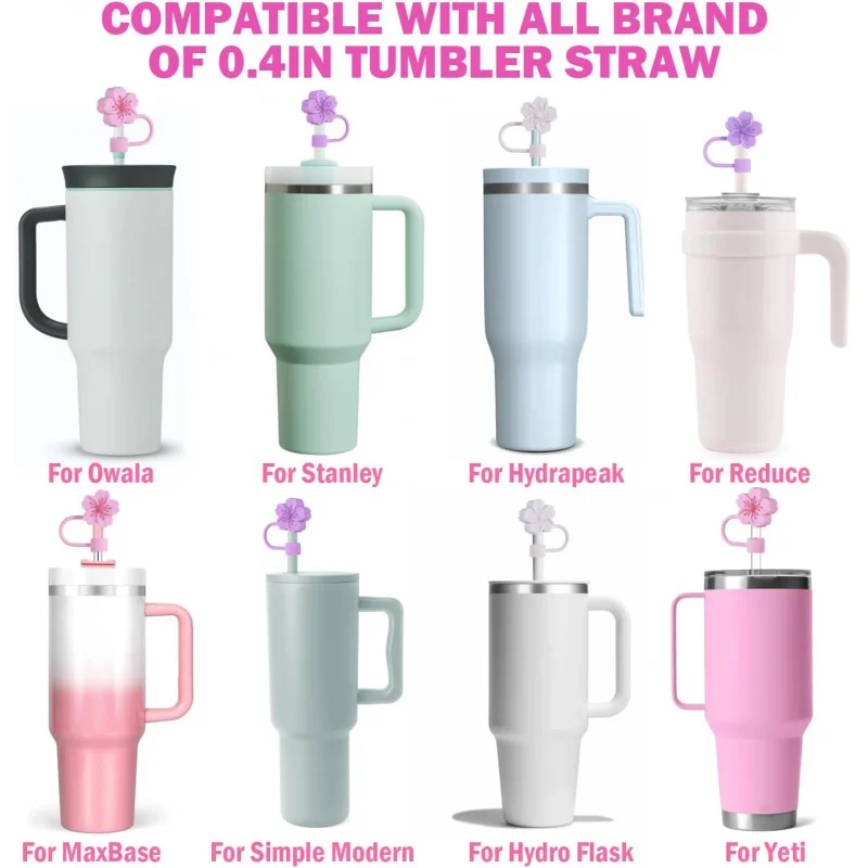액세서리 30-40온스와 호환 가능, 이름 ID 문자 참 텀블러 10mm 0.4인치, 실리콘 포함 스트로 탑퍼