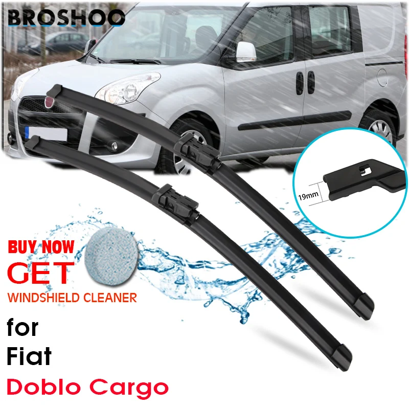 BROSHOO Auto Car Windshield Wiper Blade Natural Rubber For Fiat Doblo Cargo 2010 2011 2012 2013 Fit Push Button Arms Accessories