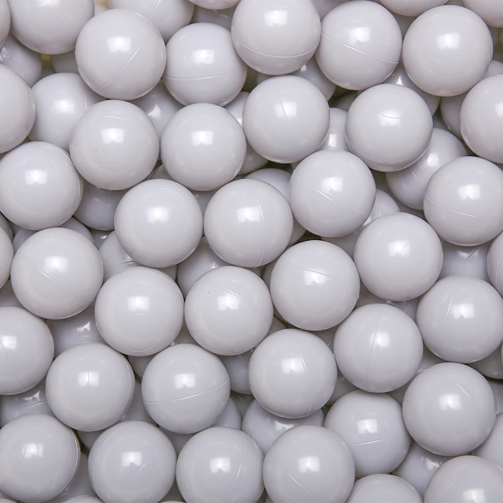 100pcs 2.16 Inches Thicken Soft Plastic Crush Proof Ball Pit Balls for Kids Light Gray White and Transparent