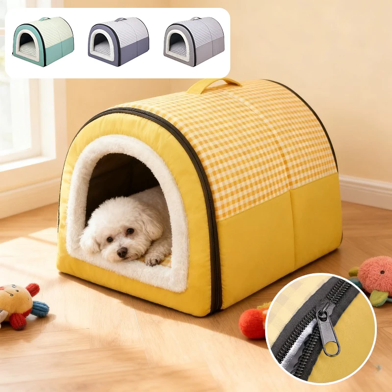 

Winter Warm Pet Sleeping Bed Detachable Soft Plush Nest for Small Medium Dogs Cats With Non-Slip Bottom Portable Kennel Design