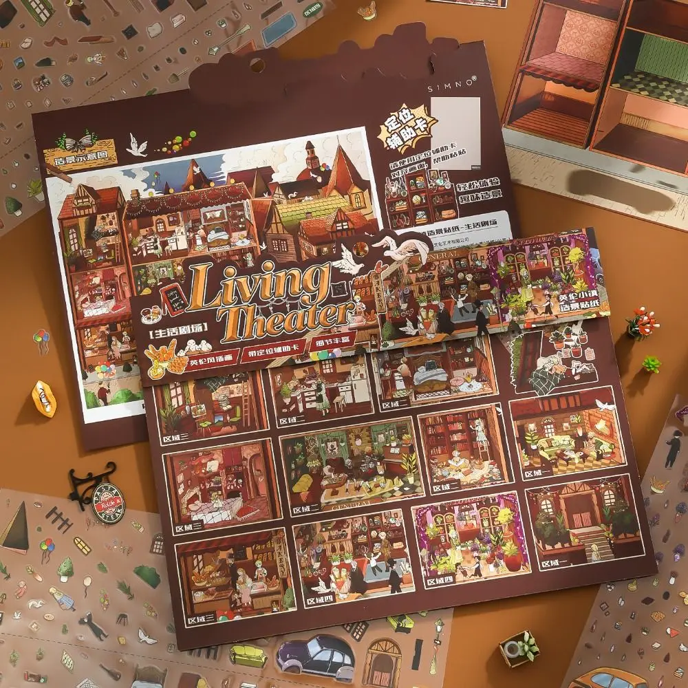 

New British Town Series Miniature Landscape Sticker PET Large Size 3D Landscape Sticker Stress Relief Cartoon Toy Game Stickers