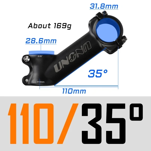 UNO MTB-Fahrradvorbau -7 17 35 Grad ultraleichte Aluminiumlegierung 31,8 mm 60 70 80 90 100 110 120 130 mm Rennradvorbau King Alloy