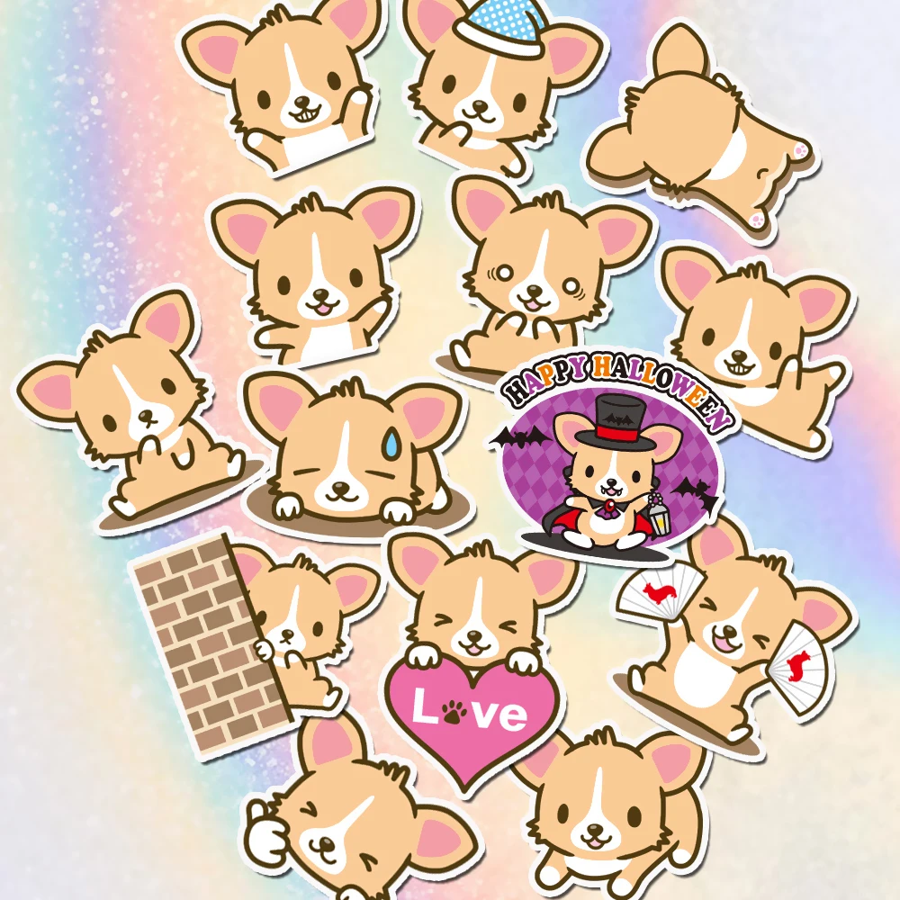 

50pcs Corgi Stickers, Kawaii Scrapbook Decals DIY Decoration Cute Animal Stickers for Planners, Laptop, Water Bottles