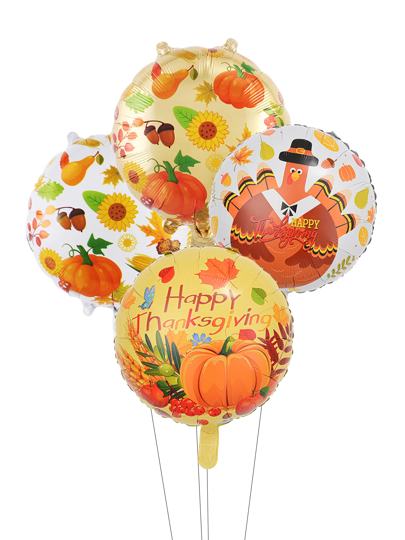 4pcs 18inch Round Happy Thanksgiving Balloons Thanksgiving Day Balloon Autumn Pumpink Maple Leaf Thanksgiving Day Decorations