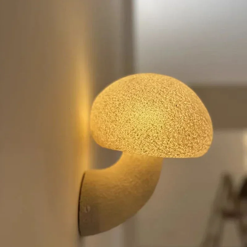 

Nordic White Mushroom Wall Lamp for Stairs Medieval Wall Sconce Bedroom LED Wall Light Fixtures