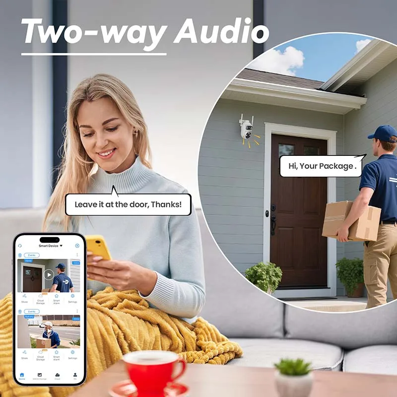 Dual Lens Wireless Security Cameras 6MP HD 360° Pan/Tilt Home Security Camera Color Night Vision Indoor Outdoor Human Detection