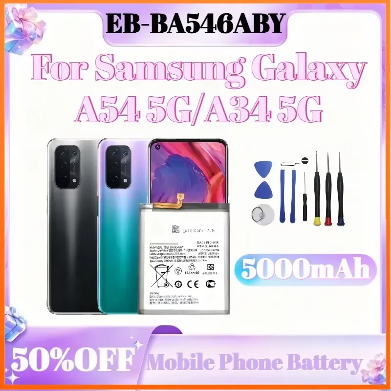 5000mAh EB-BA546ABY Battery For Samsung Galaxy A54 5G/A34 5G Mobile Phone Battery +Tools