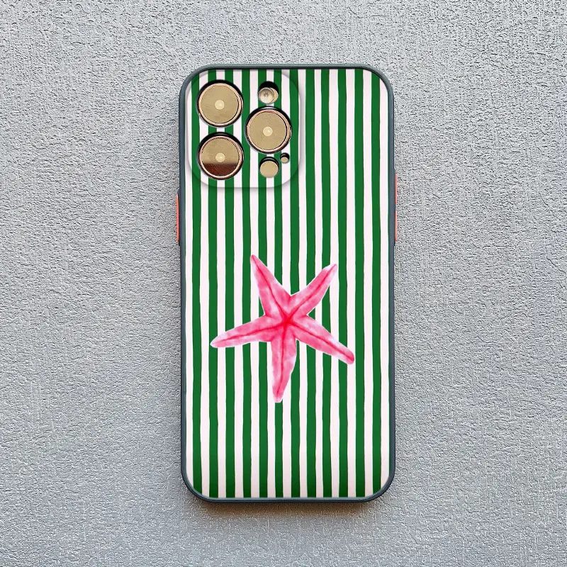 Colorful Marine Organism Striped Base Color Phone Case For iPhone 13 12 11 Pro Max Mini 17 16 15 14 Pro Max Plus X XR XS Covers