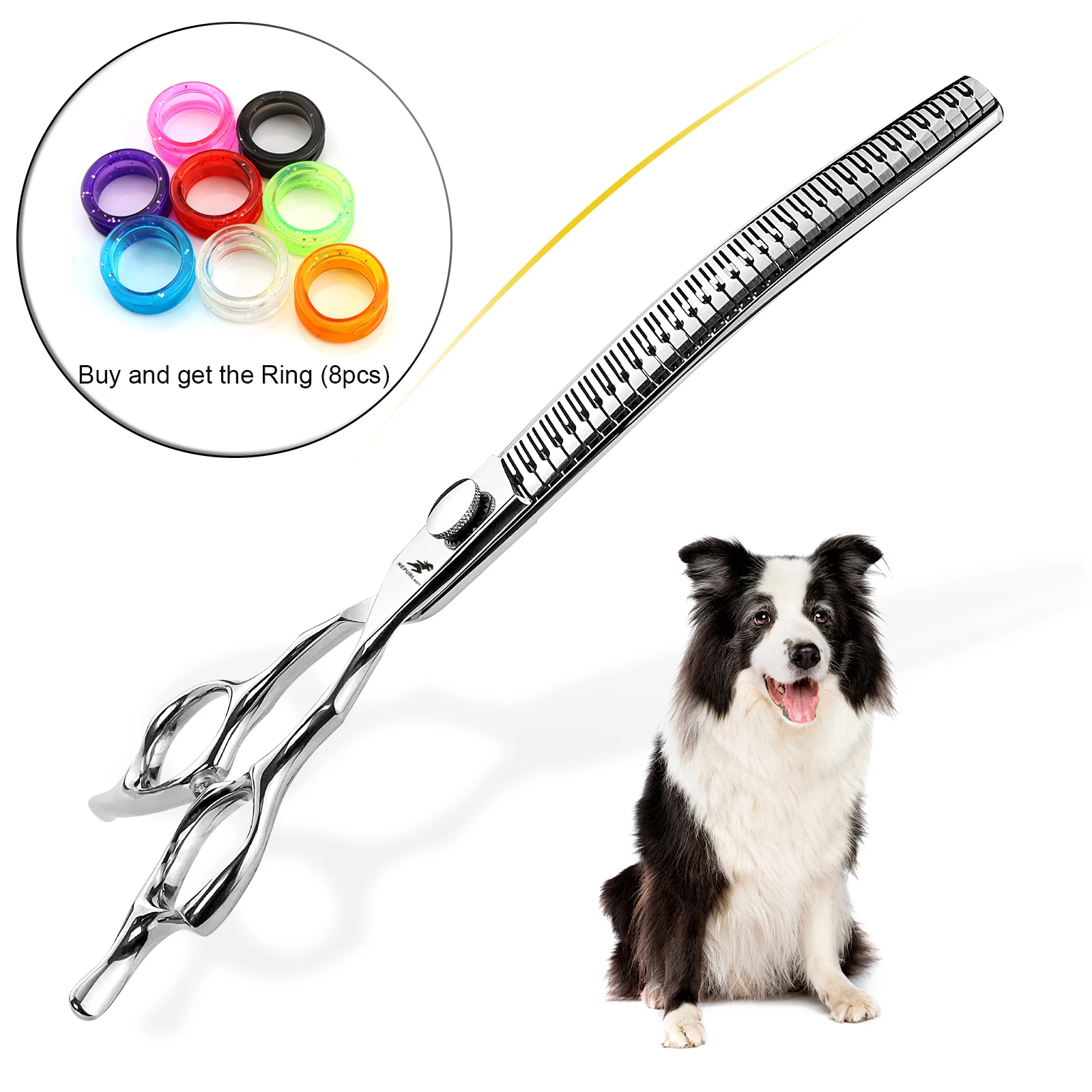 High-end 7.5inch silver VG10 CNC technology downward-curved natural scissors pet grooming scissors super sharp and work great