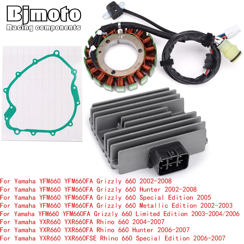 

Engine Stator Coil+Voltage Regulator rectifier For Yamaha YFM660 YFM660FA Grizzly 660 Metallic Special Edition With Gasket