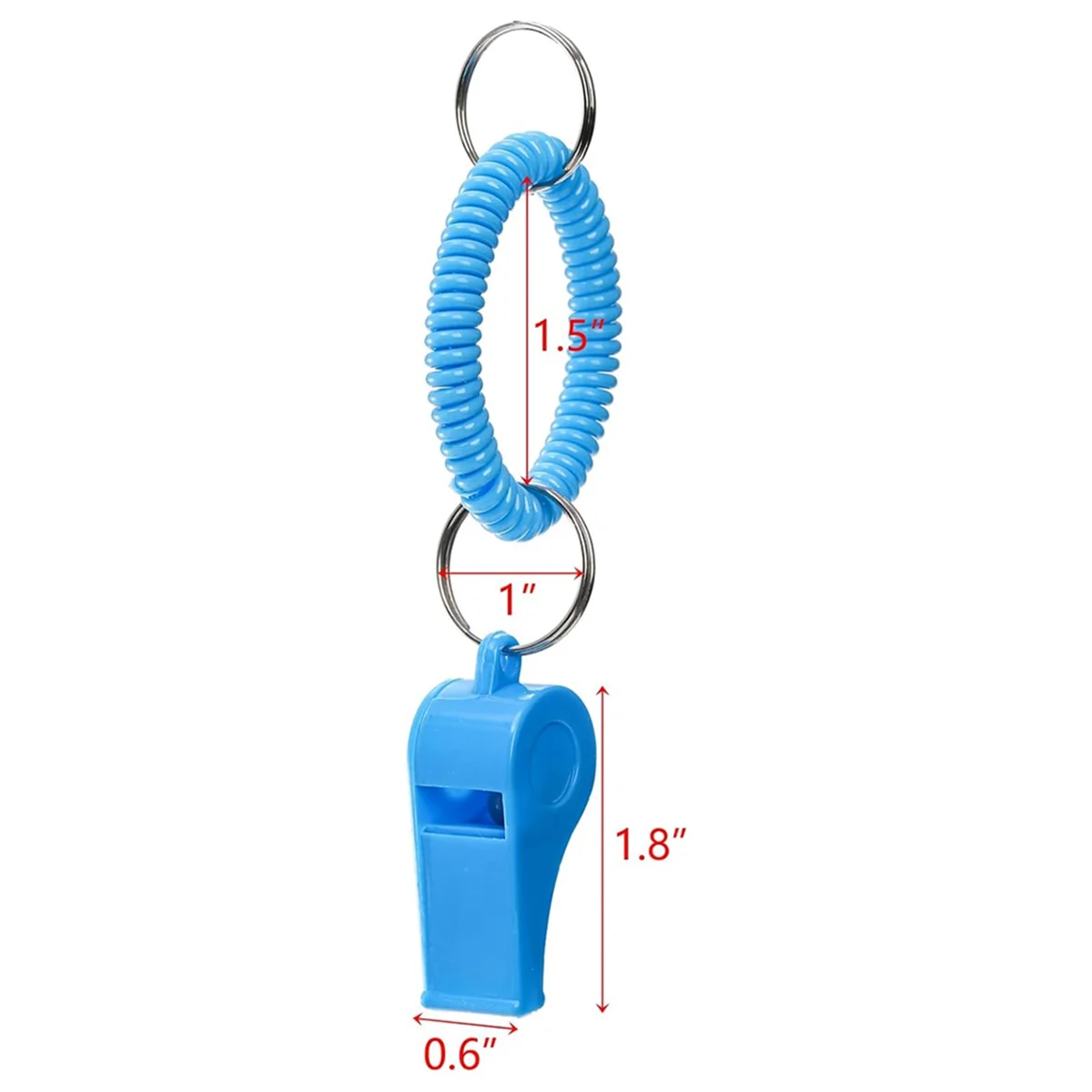 30 Pcs Sport Whistle with Bracelet, Plastic Whistles with Stretchable Coil Wrist Keychain Ring for Coaches, Referees