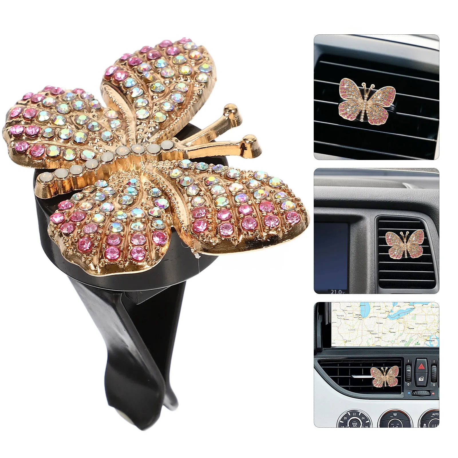 

Bling Butterfly Car Air Freshener Clip Rhinestone Decorative Vent Clip for Women Vent Clips Outlet Clips