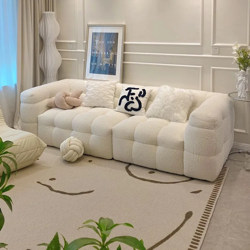 Sofá de lã de cordeiro vento creme