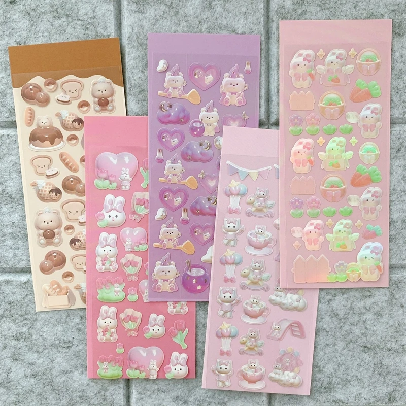 Cute Star Moon Rose Series Laser Stickers Hand Account Idol Card DIY Material Decorative Sticker Personalized Korean Stationery