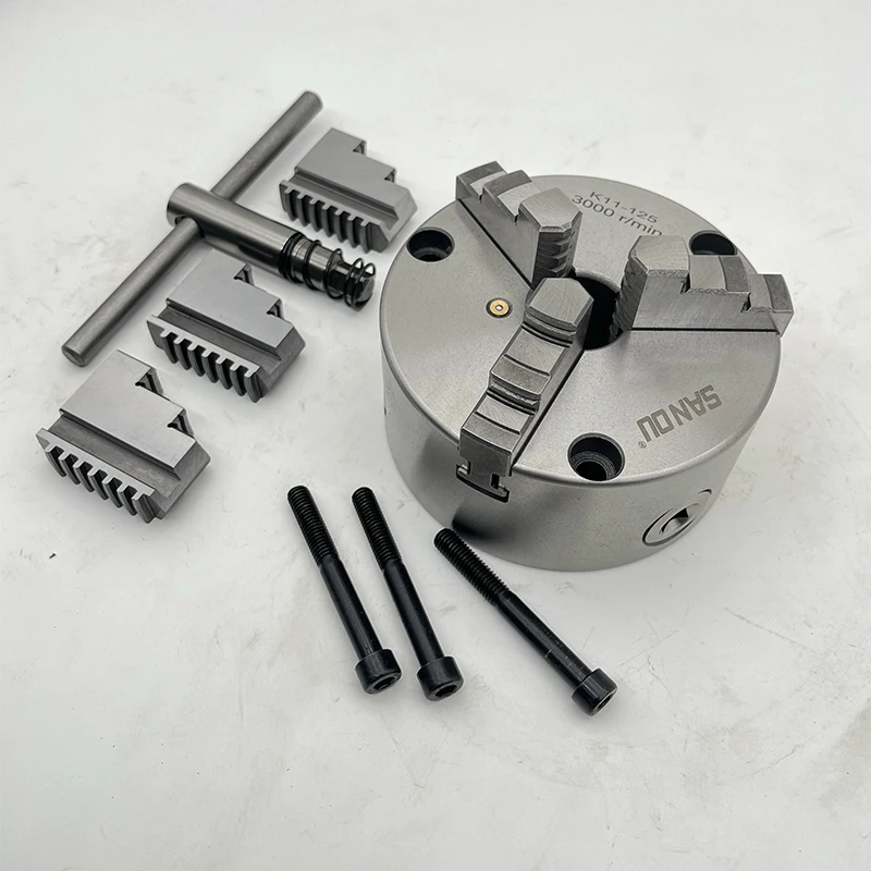 Lathe Chuck 125mm Front Mount SANOU Brand 3 Jaw Self-Centering Lathe Chuck K11-125 Manual Metal Chuck