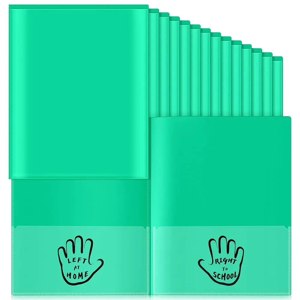 

48 Pcs Two Pockets Parent Teacher Communication Folder Take Home Folders with Clear Front Pocket Plastic Heavy Duty Fit Lett