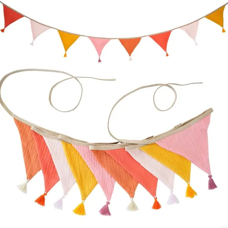 Q22D الملونة القطن كريب الرايات جارلاند جدار زينة للسقف راية لغرف الأطفال الصغار التقاط الصور