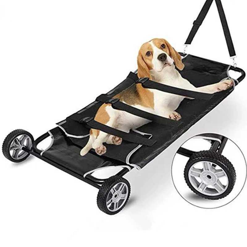 

Pet Carbon Steel Stretcher Anti-bite Small Animal Rescue Trolley Large Pattern 4-wheel Emergency Stretcher