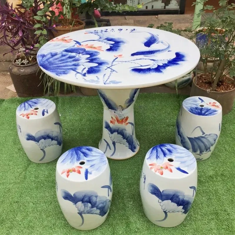 Jingdezhen ceramic table stool set balcony small coffee table outdoor courtyard