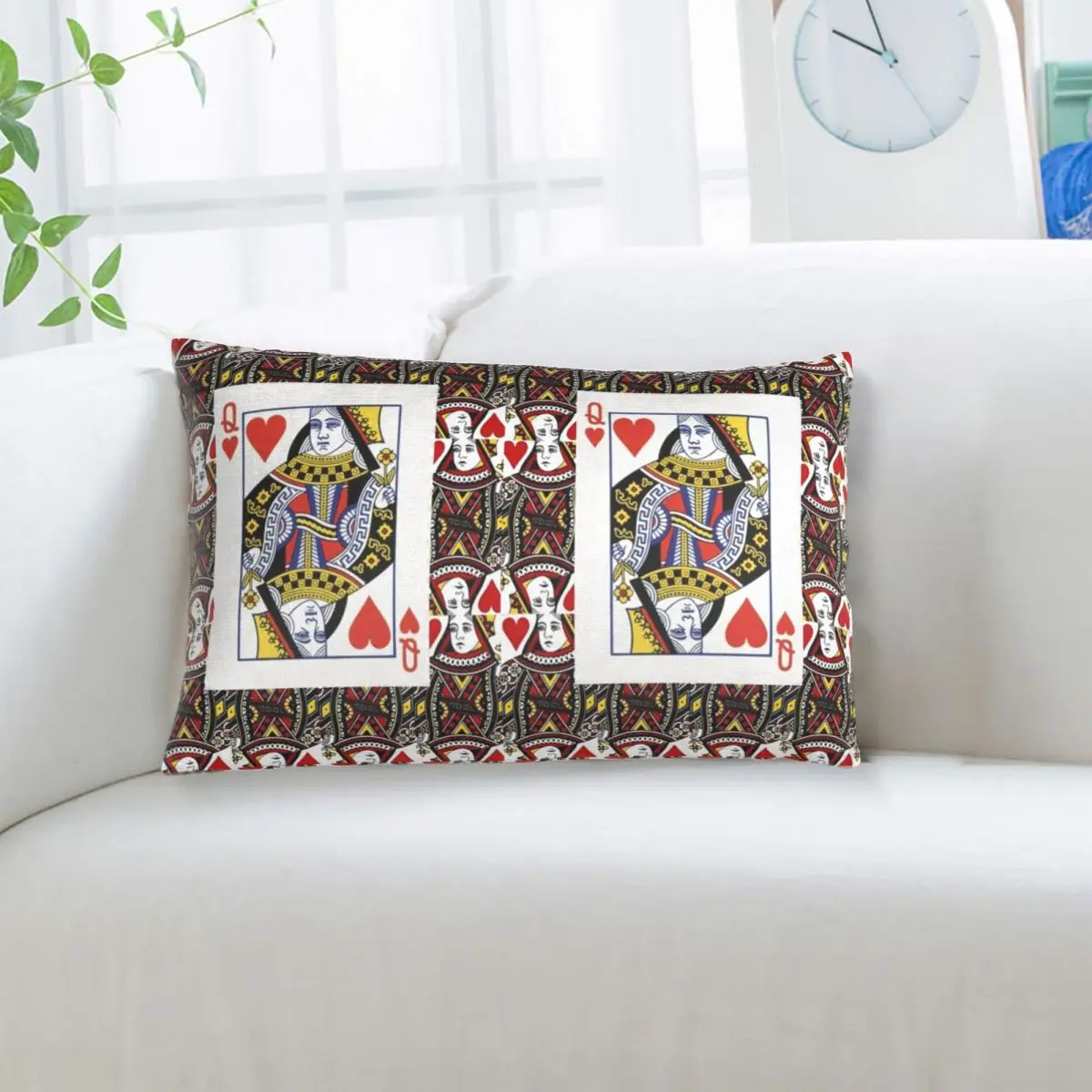 Casino Nights Red Queen Of Hearts Rectangle Pillowcase Cushion Cover Decor Bedroom Bed Home Comfort Throw Pillow